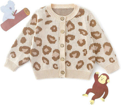Simplee kids Baby Sweater Animal Leopard Printed Baby Cardigan for Autumn Fall…