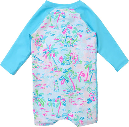 RUGGEDBUTTS Baby/Toddler Boy Swimsuit, One Piece Zipper Rash Guard Sunsuit with UPF 50+ Sun Protection
