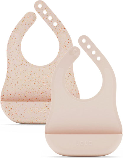 Lalo The Bib - Waterproof, Non-Toxic Silicone Baby Bib with Adjustable Neck Band & Silicone Food