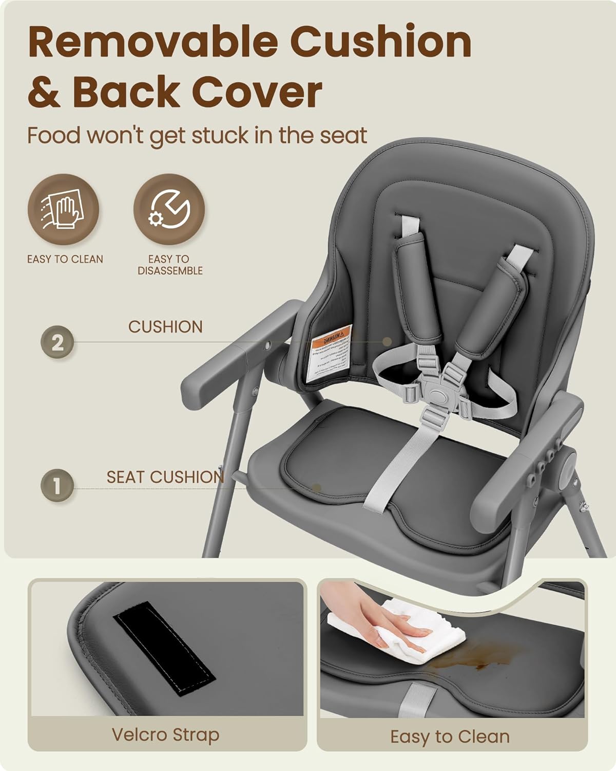 Foldable High Chair, High Chairs for Babies and Toddlers, Dining Chairs and Eating Chair with