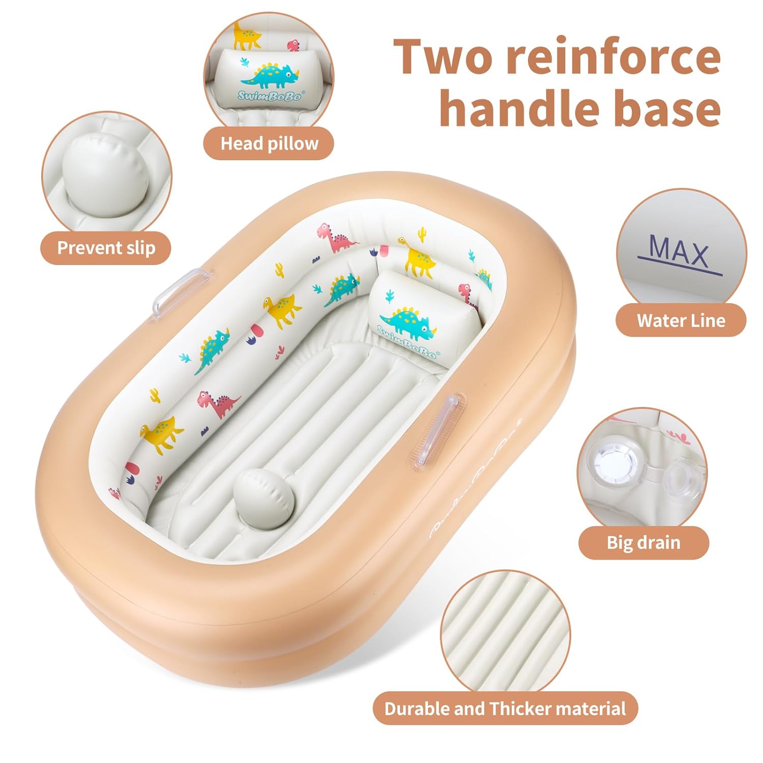 Swimbobo Inflatable Baby Bathtub – Soft, Portable Baby Bath for Infants and Toddlers, Easy to