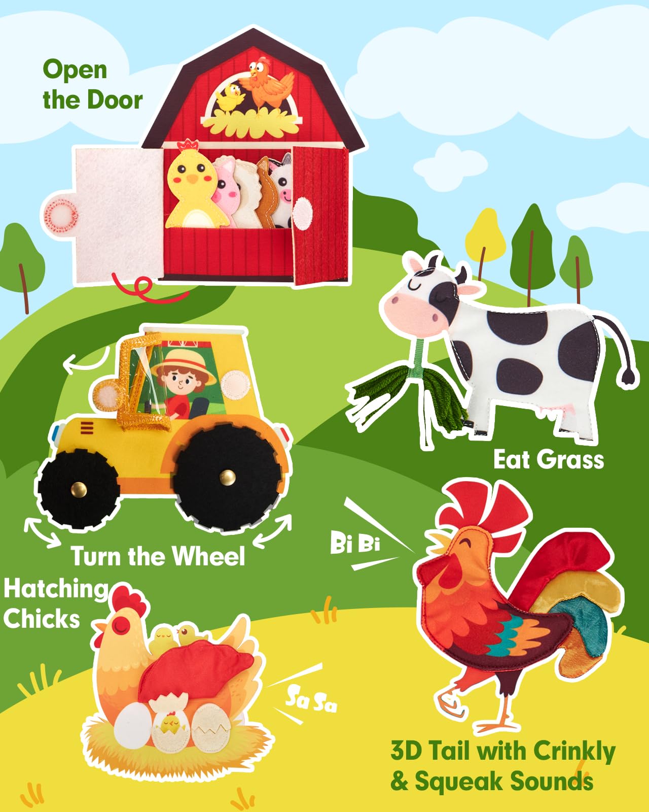 hahaland Busy Book for Toddlers 1-3 - Montessori Toys 1 Year Old Busy Board