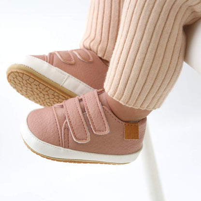 SOFMUO Baby Boys Girls High Top Ankle PU Leather Sneakers Soft Rubber Sole Infant Moccasins Newborn Oxford Loafers Anti-Slip Toddler Wedding Uniform Dress Shoes