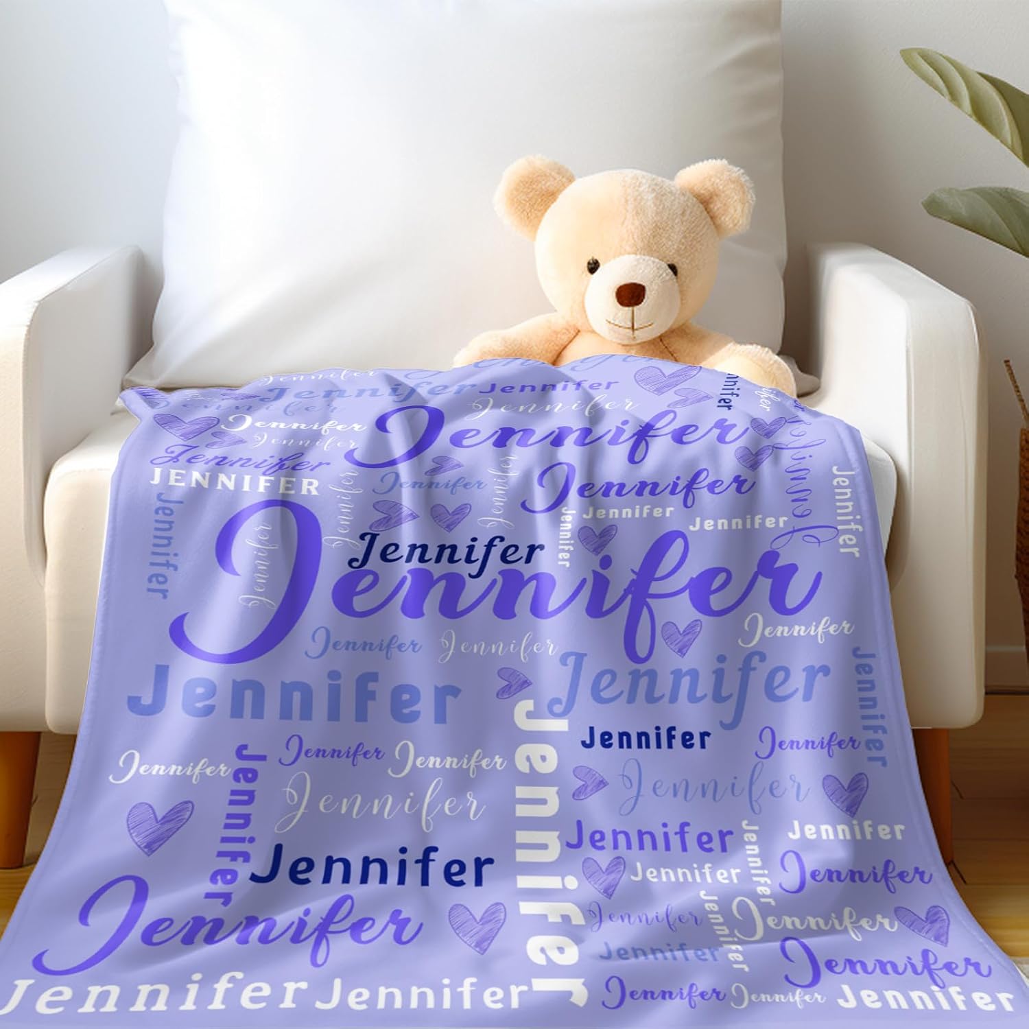 Ship Next Day, Custom Name Blanket - Printed in USA, Personalized Baby Blankets for Girls, Baby