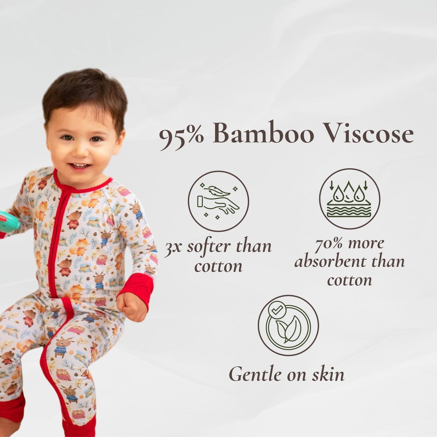 Baby Romper Long Sleeves for 3-24 Month Boys & Girls | 95% Bamboo Viscose Baby Rompers Two-Way Zipper Onesie