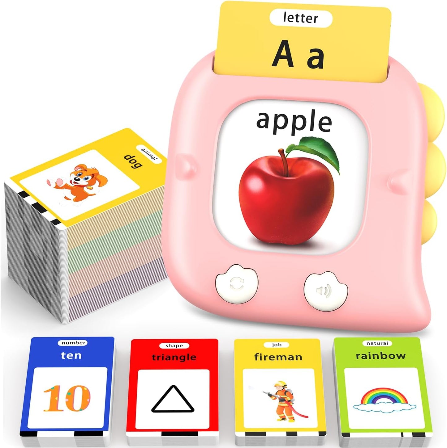 Kidzdo Toddler Talking Flash Cards with 560 Sight Word, Christmas Birthday Gifts for Ages 2-6 Girls, Autism Sensory Toys, Montessori Speech Therapy Learning Toys for 2 3 4 5 6 Year Old Kids, Pink