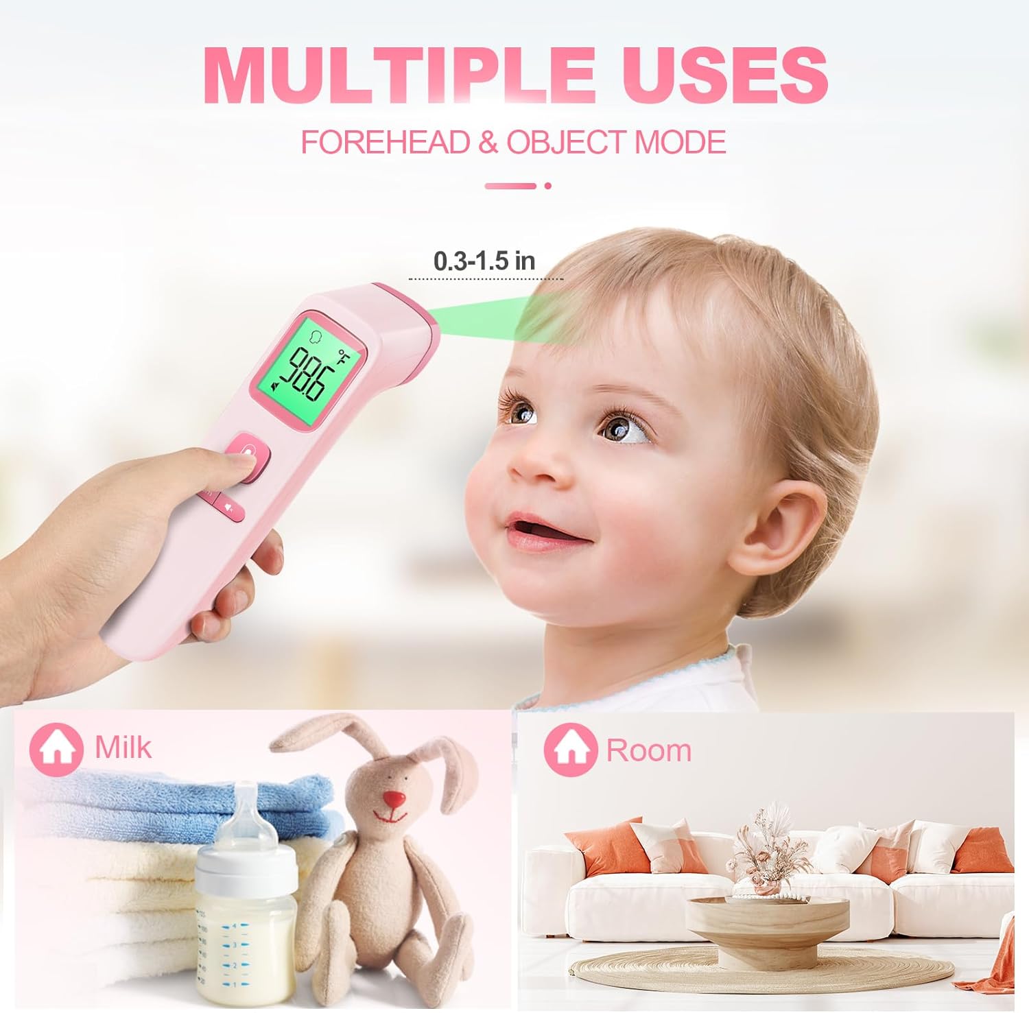 No-Touch Thermometer for Adults and Kids, Digital Accurate Baby Thermometer with Fever Alarm, 1