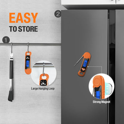 Digital Meat Thermometer for Grilling, Candy Thermometer Instant Read Food Thermometer Waterproof