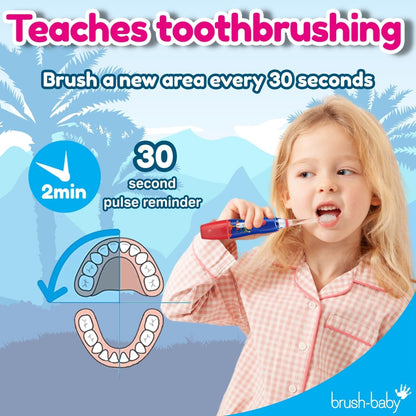 Brush‑Baby - KidzSonic Dinosaur Kids Electric Toothbrush for Ages 3+ with Disco LED Lights, Gentle