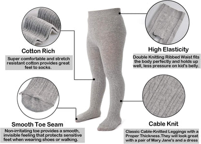 EPEIUS Baby Girl Tights Thick Cable Knit Leggings Stockings Cotton Pantyhose for Newborn Infant Toddler 3/4/5/6 Pack