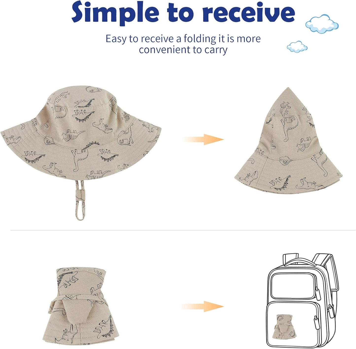 Durio Baby Bucket Sun Hat Toddler Hats Summer Beach Hat UPF 50+ Sun Protection Bucket Hats for Kids Baby Boy Girl Gifts 2Pack