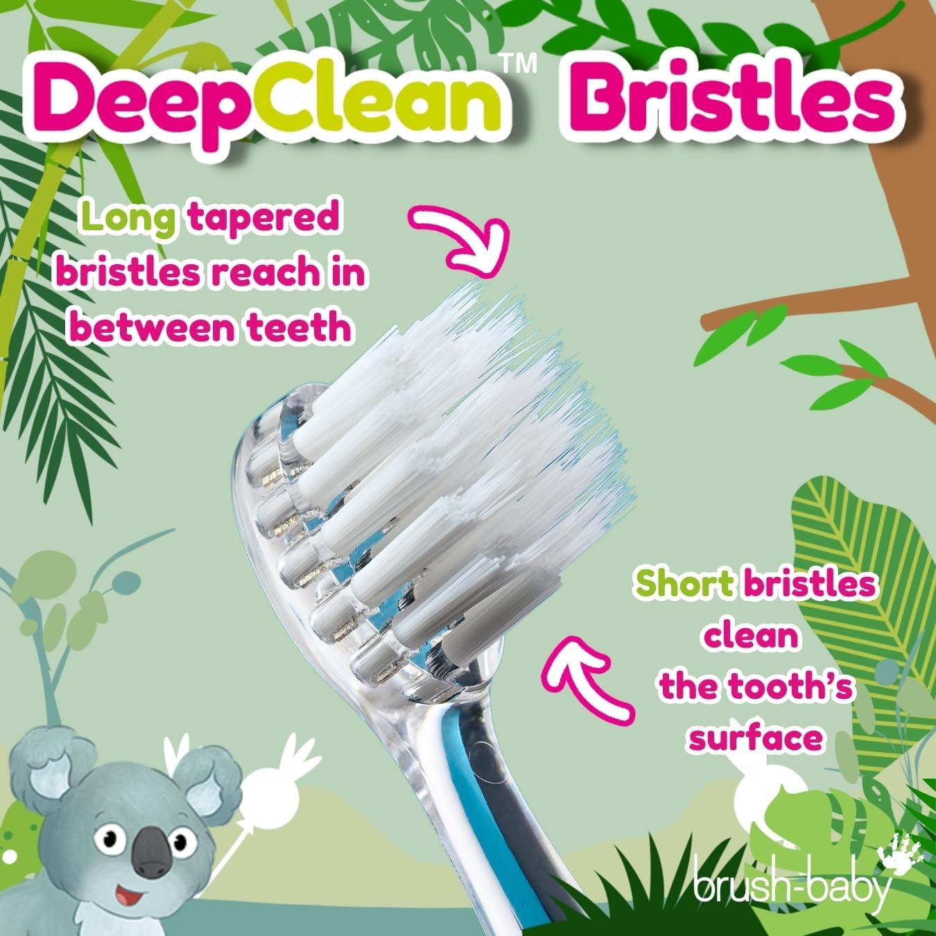 brush-baby WildOnes™ Rechargeable Kids Electric Toothbrush – Koala | Flashing Lights, 2-Min Timer