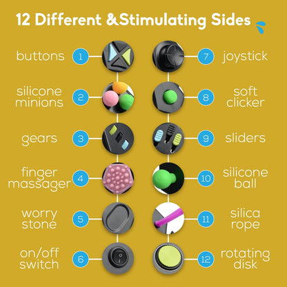 PILPOC Fidget Cube Dodecagon - 12-Sided - for Reducing Anxiety, Fidgets for Adults, Fidget Cube for Kids, Anxiety Toys for Adults, Fidget Cube for Adults, Cube Fidget Toys for Adults Black