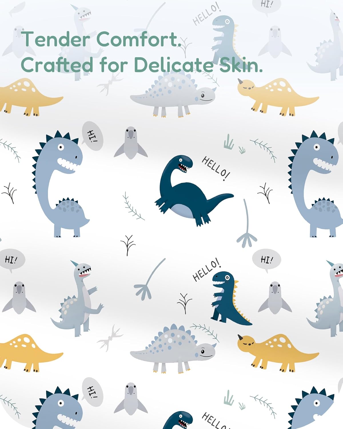 Pack and Play Sheets Fitted, Dino Animals Blue, Soft and Stretchy, Hypoallergenic and Safe, 2 Pack