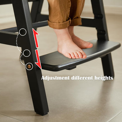 Solid Wood high Chairs for Toddlers,High Chair Grows with Kid for Dining, Study Chair for Children