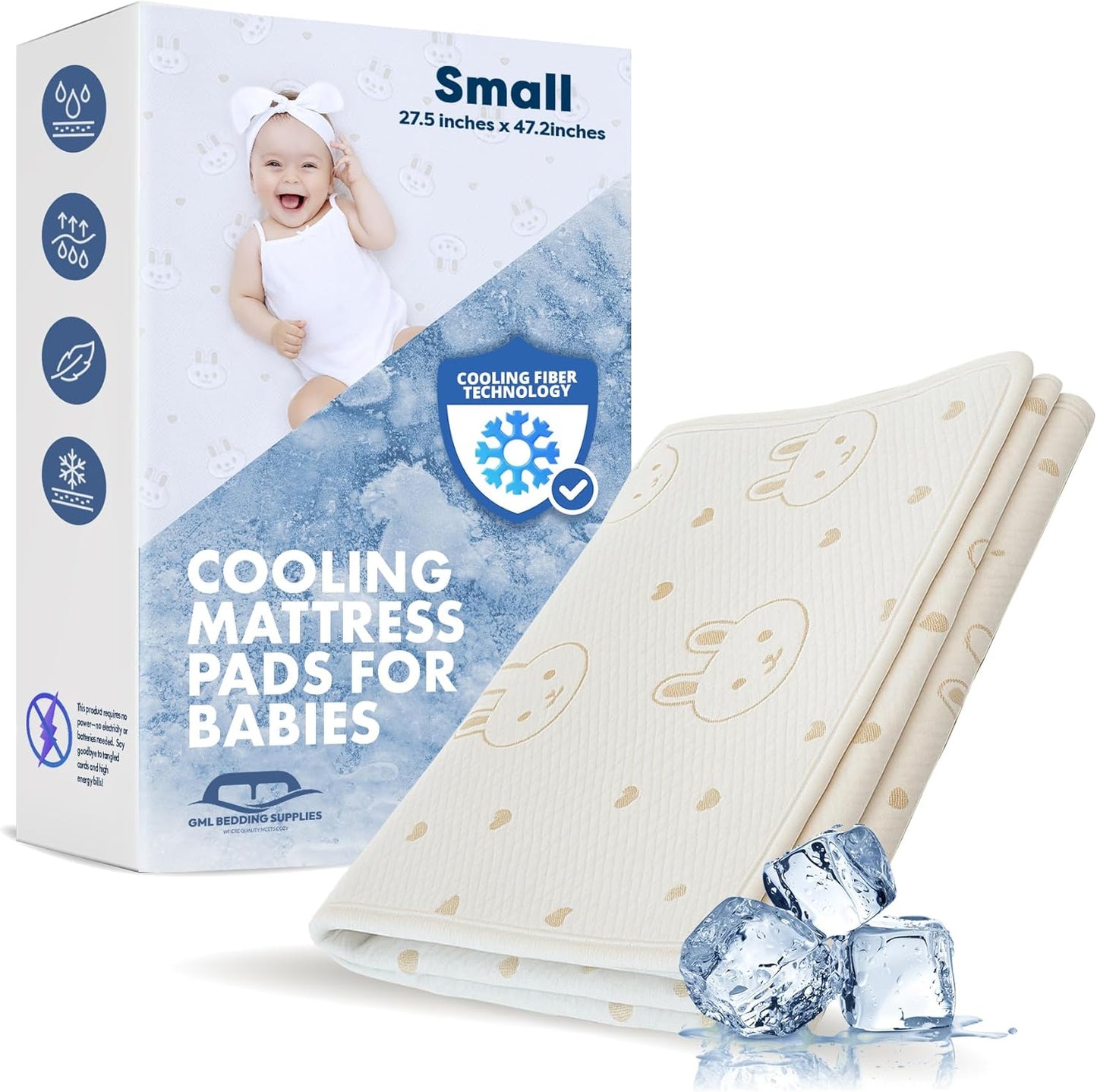 GML Bunny Cooling Crib Mattress Pad – Waterproof, Breathable Baby Mattress Protector for Toddler