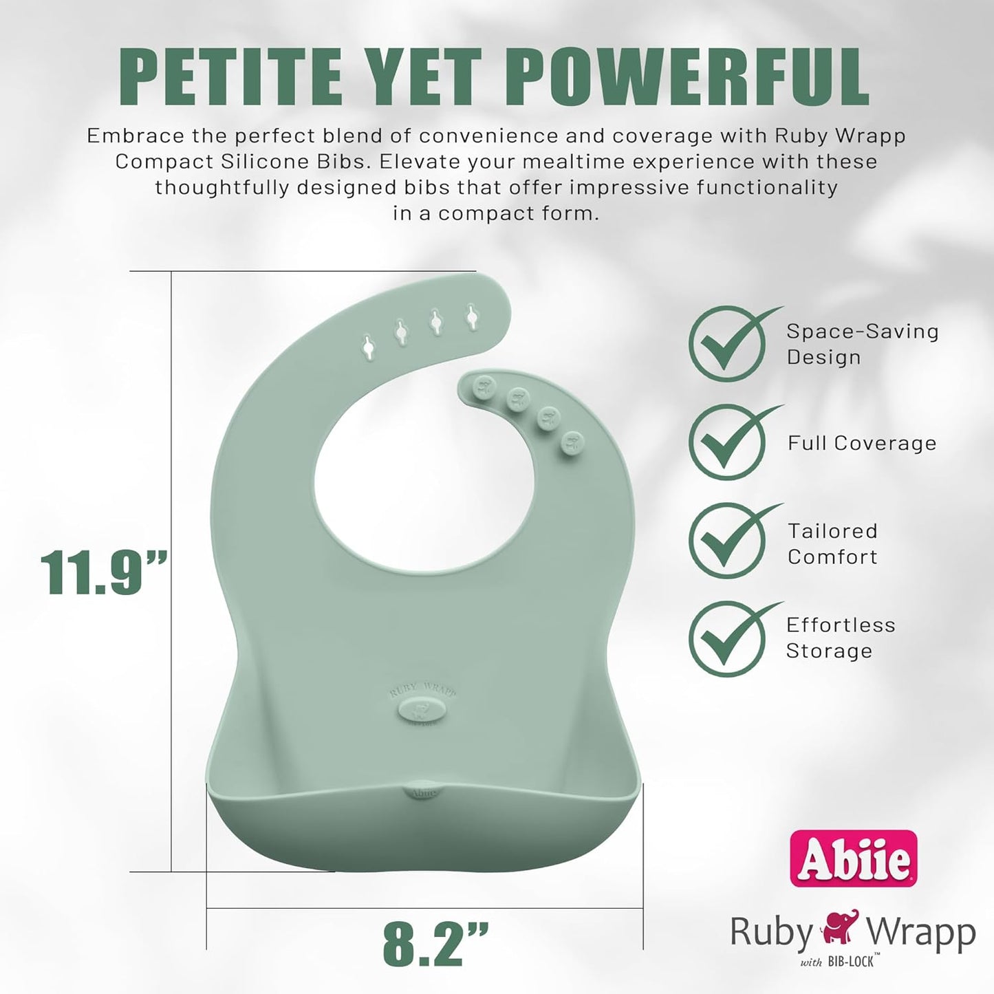 Abiie Ruby Wrapp Silicone Bibs for Babies with Front Pocket - Waterproof Bib - Stain Resistant