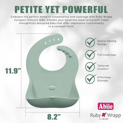 Abiie Ruby Wrapp Silicone Bibs for Babies with Front Pocket - Waterproof Bib - Stain Resistant