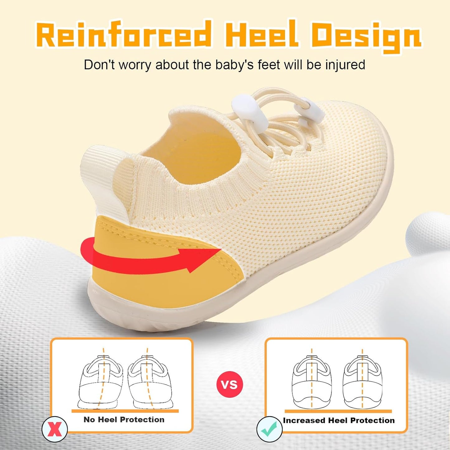 FEETCITY Baby Shoes Boys Girls First Walking Shoes Lightweight Infant Sneakers Slip On Shoe
