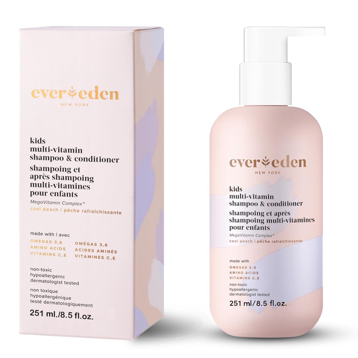 Evereden Kids Shampoo and Conditioner 2 in 1: Cool Peach, 8.5 fl oz. | Gentle Kids Skin Care |