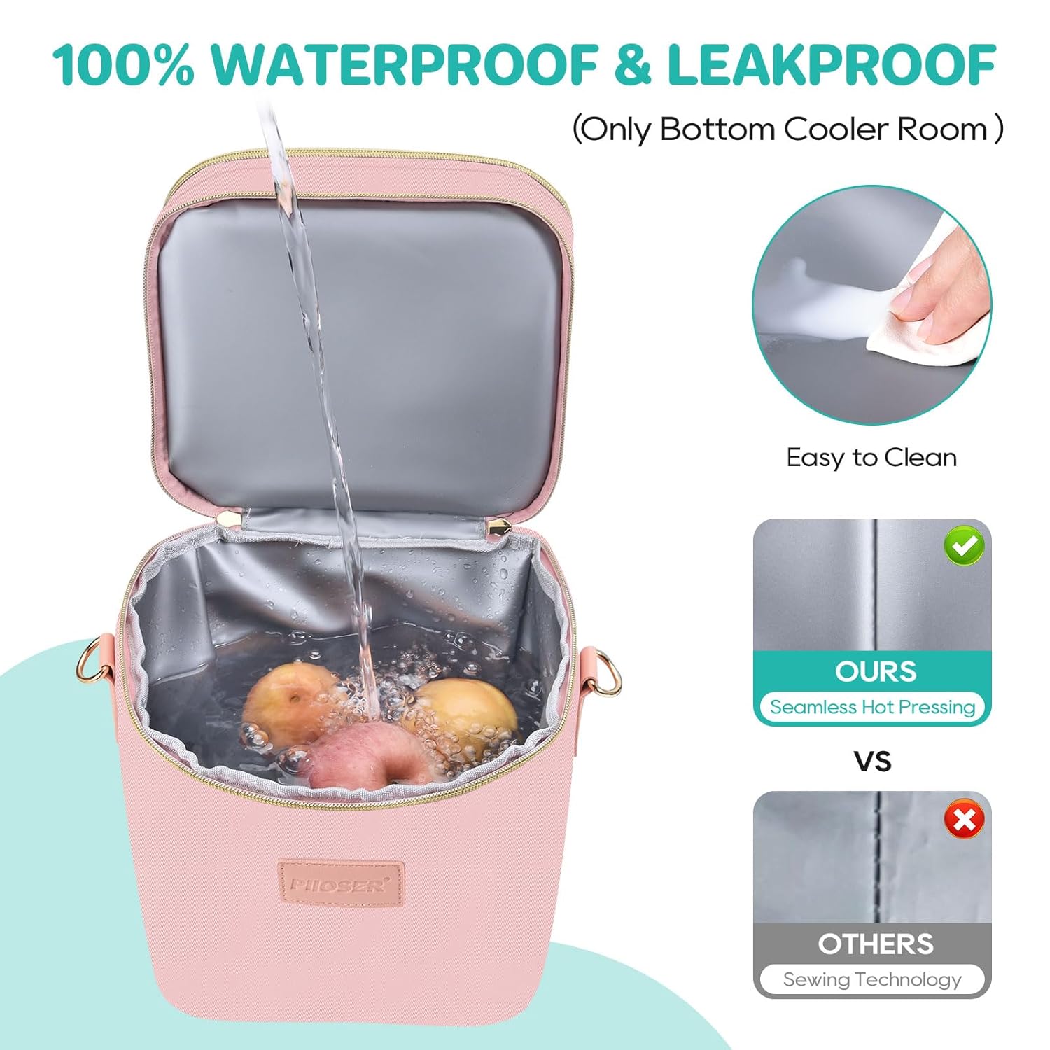 PIIOSER Breastmilk Cooler Bag with Ice Pack Fits 6 Baby Bottles Up to 9 Ounce, Insulated Baby