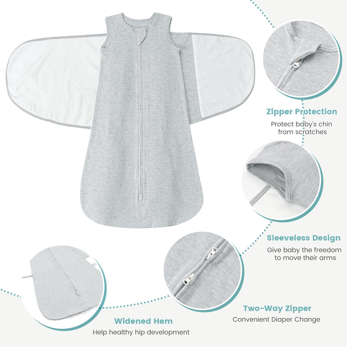 Baby Swaddle Sleep Sack 1.0 Tog 3-in-1 Cotton Baby Swaddle Blanket Wrap for Newborns 6-12 Months