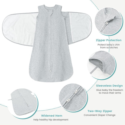 Baby Swaddle Sleep Sack 1.0 Tog 3-in-1 Cotton Baby Swaddle Blanket Wrap for Newborns 6-12 Months
