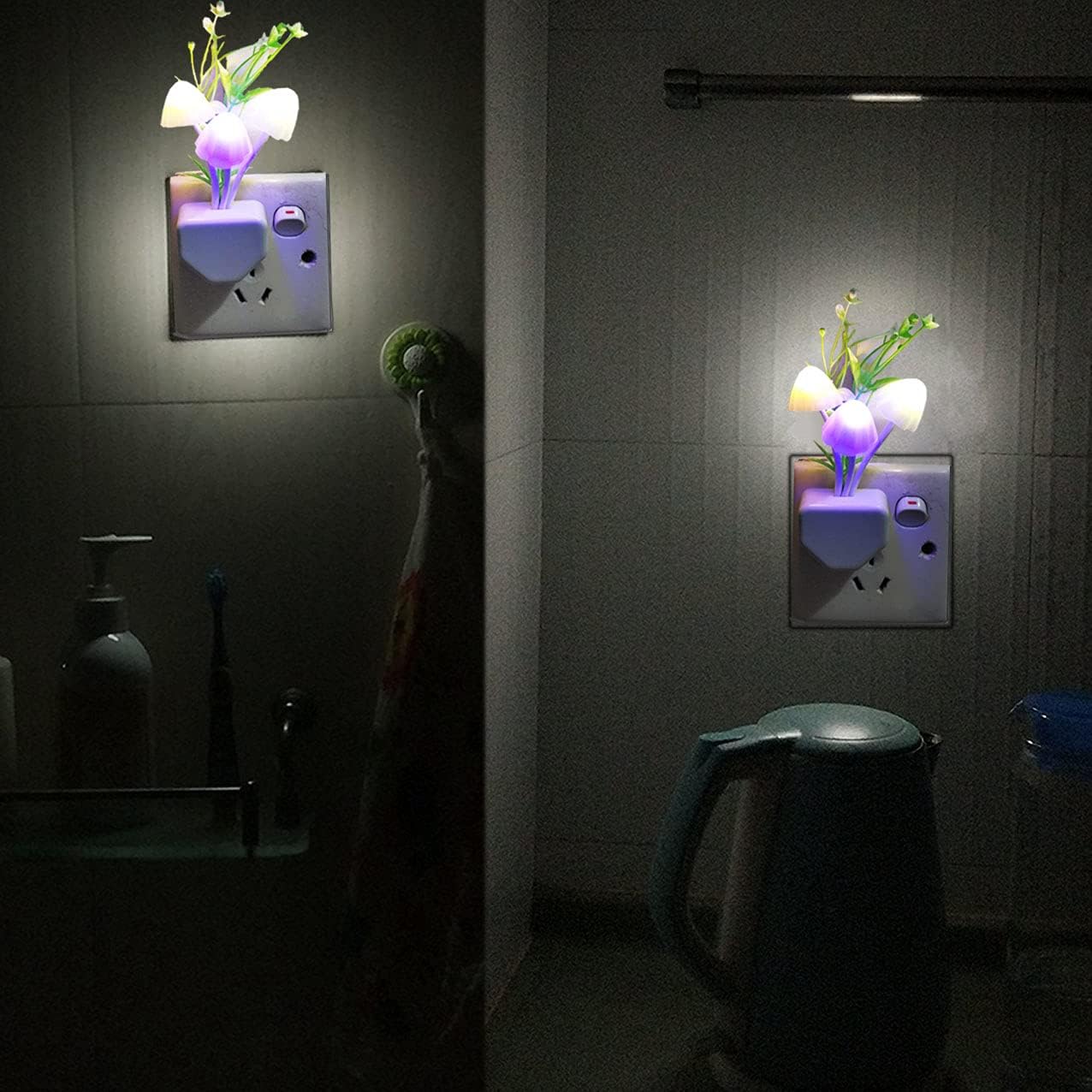 Sensor Led Night Light, Color Changing Plug-in LED Mushroom Light Dream Bed Lamp Cute NightLight Sweet Night Lights for Kids Adults