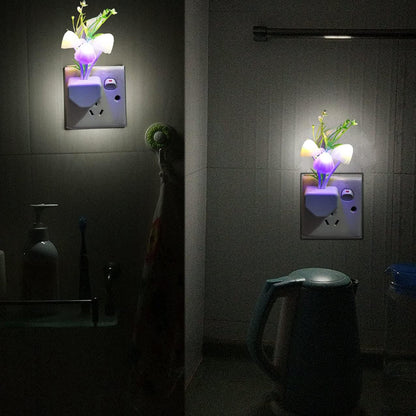 Sensor Led Night Light, Color Changing Plug-in LED Mushroom Light Dream Bed Lamp Cute NightLight Sweet Night Lights for Kids Adults