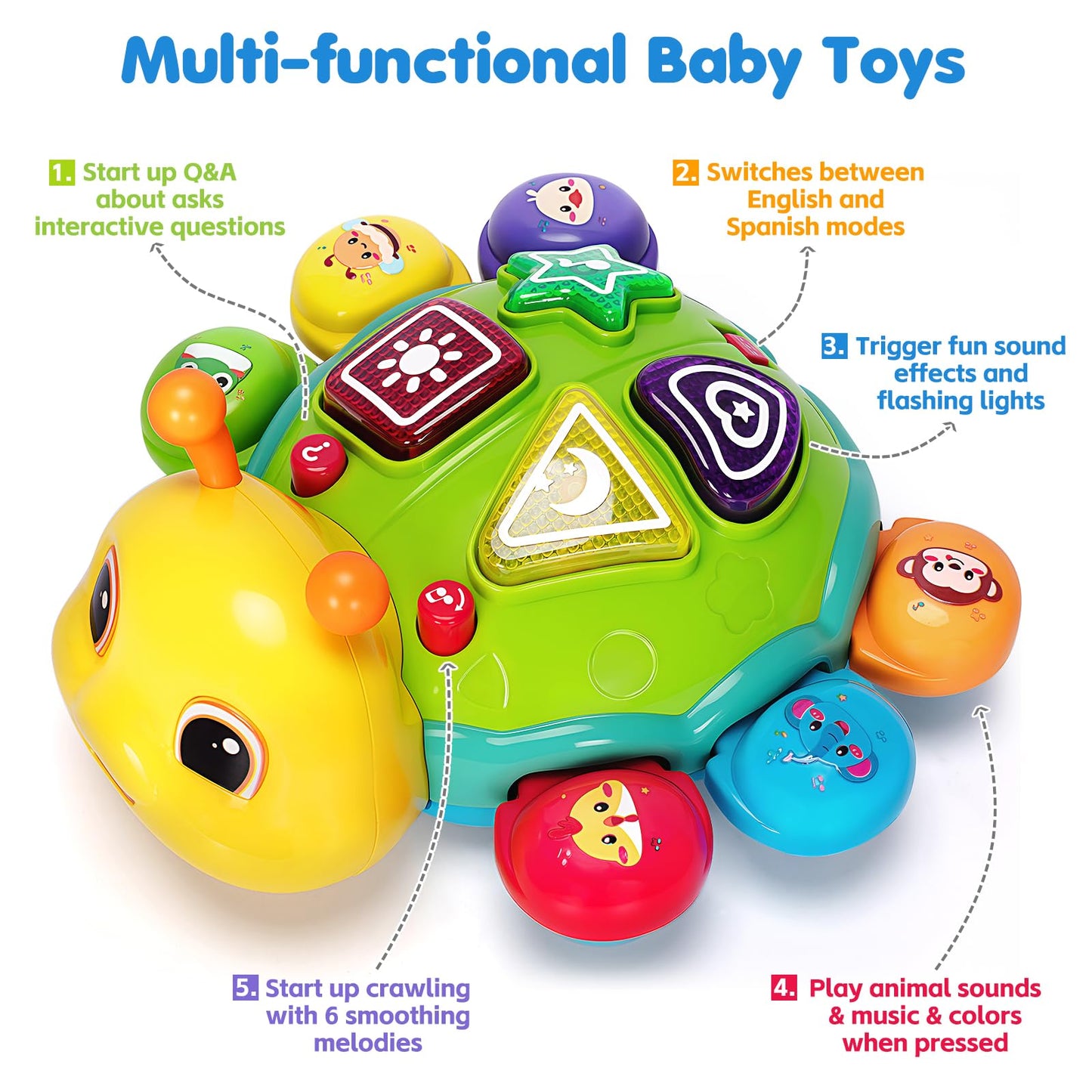 Baby Toys 6-12 Months, Musical Crawling Infant Toys with Lights Sounds