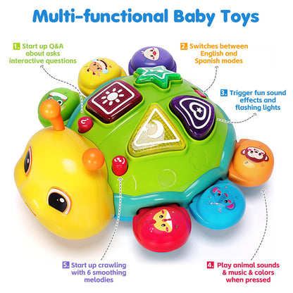 Baby Toys 6-12 Months, Musical Crawling Infant Toys with Lights Sounds