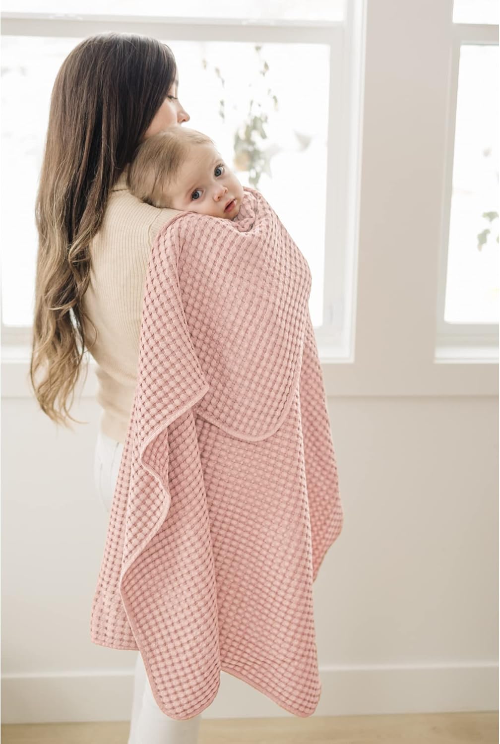 Konssy Waffle Baby Blanket - Soft & Cozy Nursery Swaddle Blanket, Lightweight Toddler Throw for
