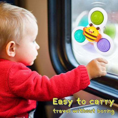 Suction Cup Spinner Toys for 1 Year Old Boy Gifts, Spinning Top Baby Bath Toys 6-12-18 Months, 1st One Year Old Girl Christmas Birthday Gifts Travel Sensory Toys for Toddlers 1-3