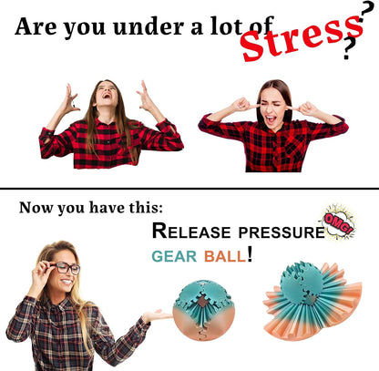 Gear Ball 3D Printed Gear Sphere Fidget Rotating Ball Cube Gadgets, Gear Sphere Ball for Work or Travel Stress Toys Gear Fidget Toys, Stress and Anxiety Relief Gear Toys (Dark red, 8CM/3.15in)