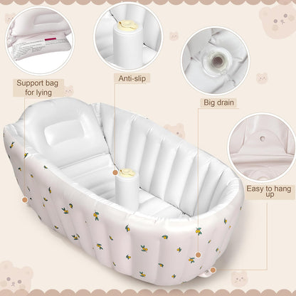 Mink Inflatable Baby Bathtub with Built-in Air Pump, Newborn to Toddler Bath Tub,Portable Travel