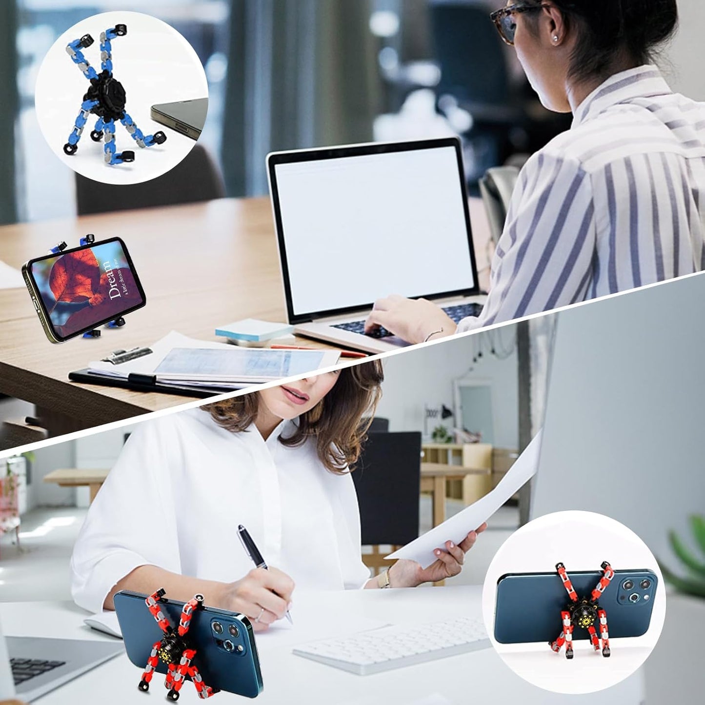 24 Pcs Finger Spinners Sensory Toys, Creative Transformable Chain Robot Toy Fidget Finger Spinners DIY Stress Relief Toy with Transformable Chain for Boys Girls