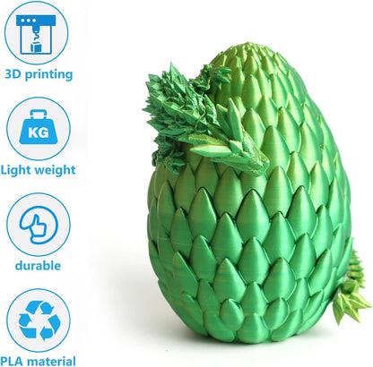 Easter Dragon Eggs 3D Printed Dragon Egg with Dragon Inside Articulated Crystal Dragon Fidget Toy Mystery Easter Suprise Home Office Decor Executive Desk Toys