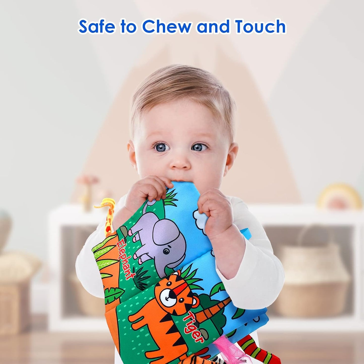 Baby Cloth Books 2PCS High Contrast Sensory Crinkle Book for Babies Tummy Time Early Learning Infant Toys for 0-18 Months