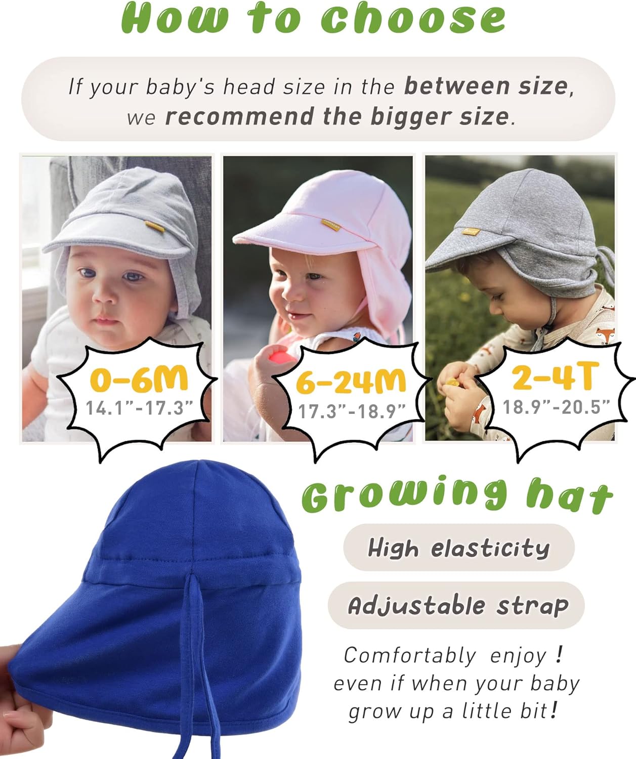 FURTALK Baby Sun Hat UPF 50+ UV Ray Sun Protection Cotton Toddler Hats for Boys Girls