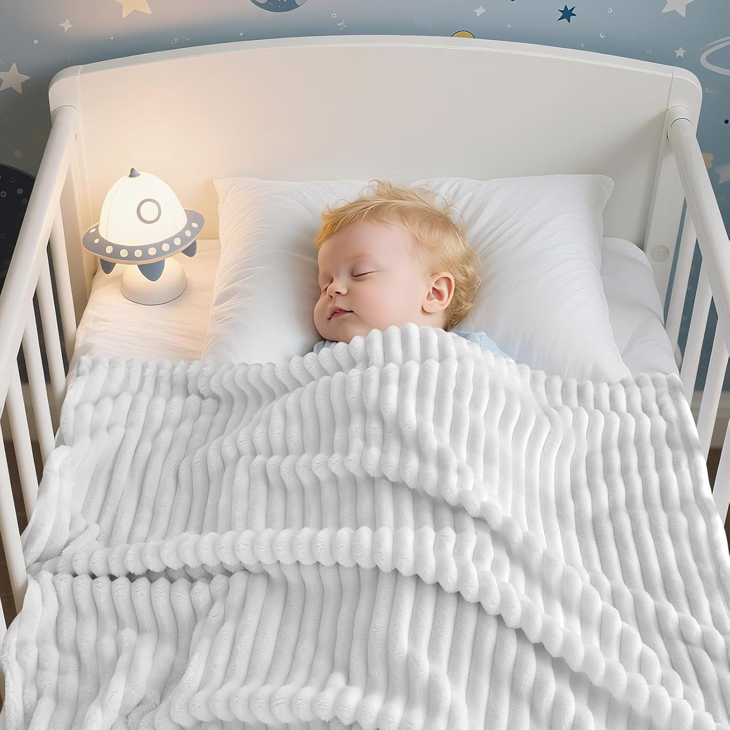 Soft Fleece Baby Blanket Ultra Cozy Grey Baby Blankets for Boys Warm and Lightweight Infant Toddler