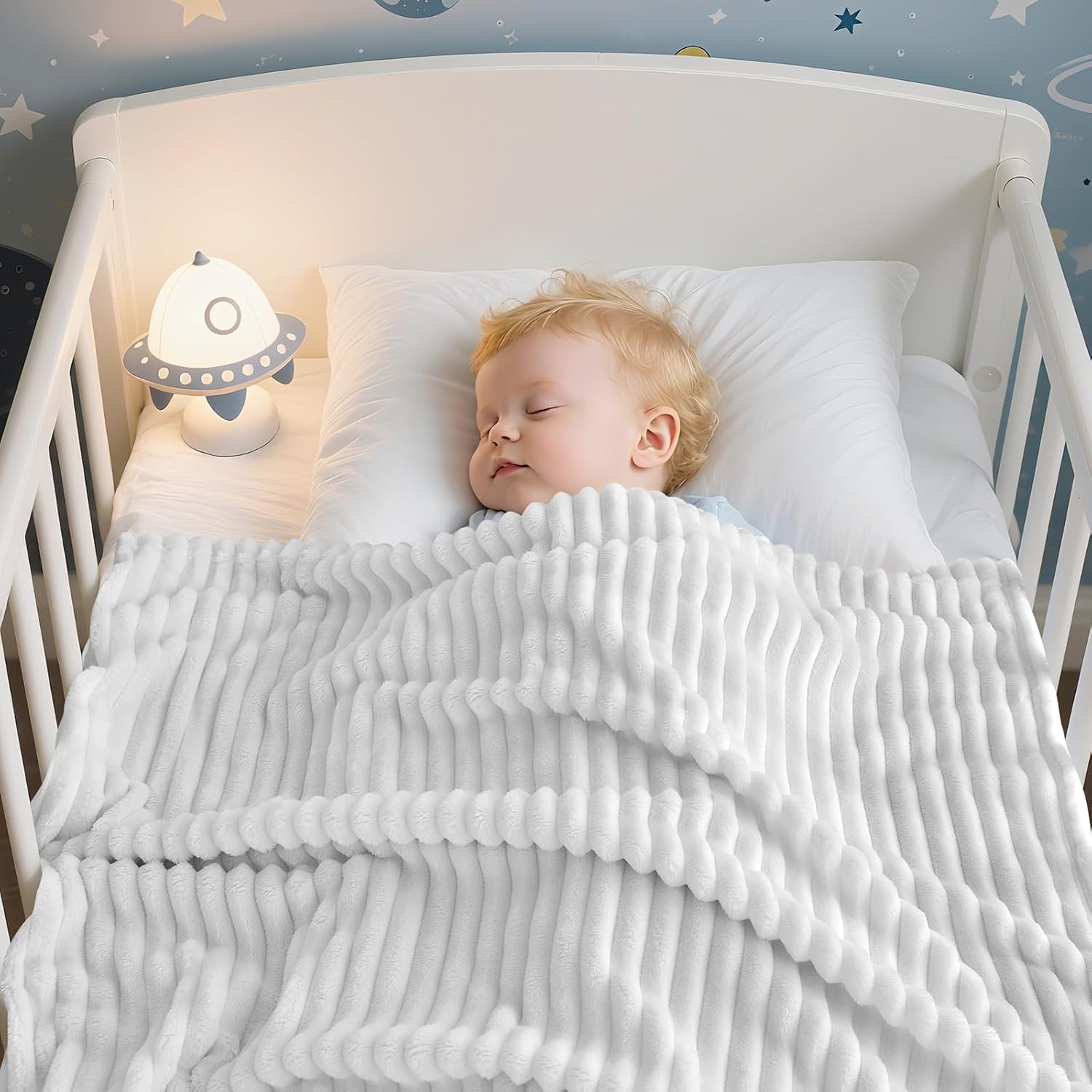 Soft Fleece Baby Blanket Ultra Cozy Grey Baby Blankets for Boys Warm and Lightweight Infant Toddler