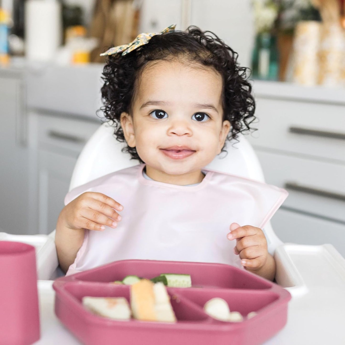 Tiny Twinkle Mess-Proof Baby Bib - Waterproof Bib for Baby Girl - Machine Washable - Adjustable