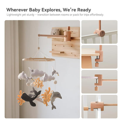 HI BABY MONMENT Crib Mobile Arm - Baby Mobile Hanger with 360° Vertical Adjustment, Stabilizing Attachment for Added Safety, Mobile Arm for Crib, Sturdy & Secure Design for Nursery Mobile