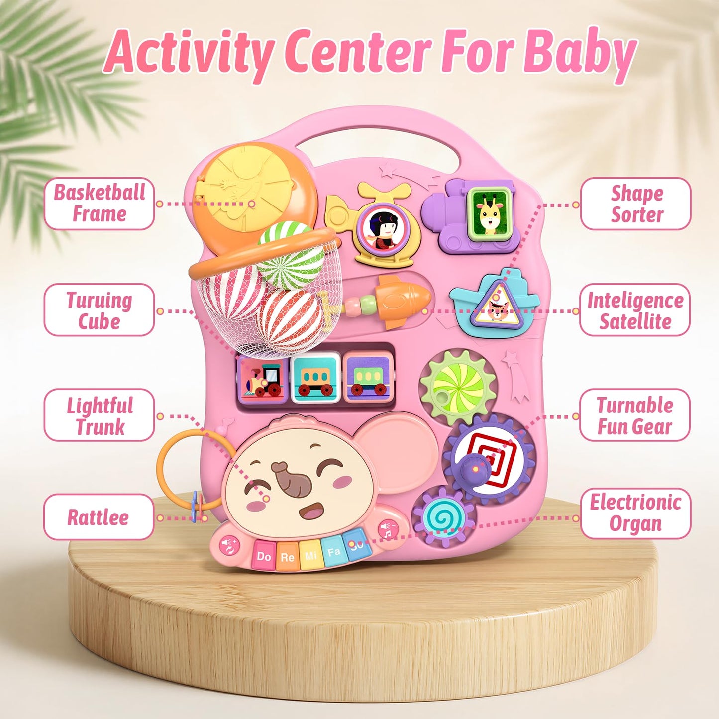 QDRAGON 3 in 1 Baby Walker and Activity Center for Girl 12-18 Months, Pink