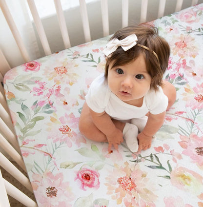 Baby Girls Crib Sheets | Floral Ultra-Soft Bedding for Crib Mattress and Toddler Beds - Blended