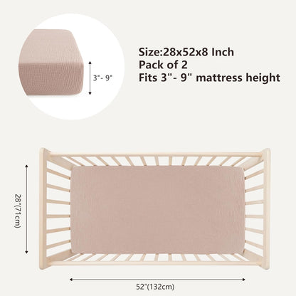 Bearmoss Muslin Crib Sheets 100% Cotton Baby Crib Sheets Fitted for Standard Crib Mattress &