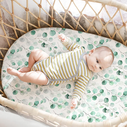 Gllquen Baby Bassinet Sheets 4 Pack, Breathable Cozy Fitted Mattress Sheet, Elastic Travel Crib Fashionable Floral Pattern, Standard Cradle Safe Sheets for Baby Boys Girls 32"x16"(Greenery)