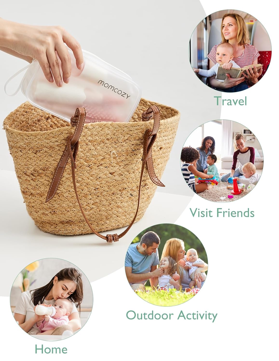 Momcozy Bottle Brush Kit, Innovative Push-Press Design for Better Cleaning - Baby Bottle Cleaner