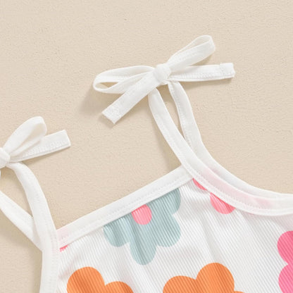 WZTYYDS Toddler Baby Girl Summer Clothes Floral Romper Tie-Up Strap Halter Jumpsuit Infant Summer Sling Playsuit 6M-3T