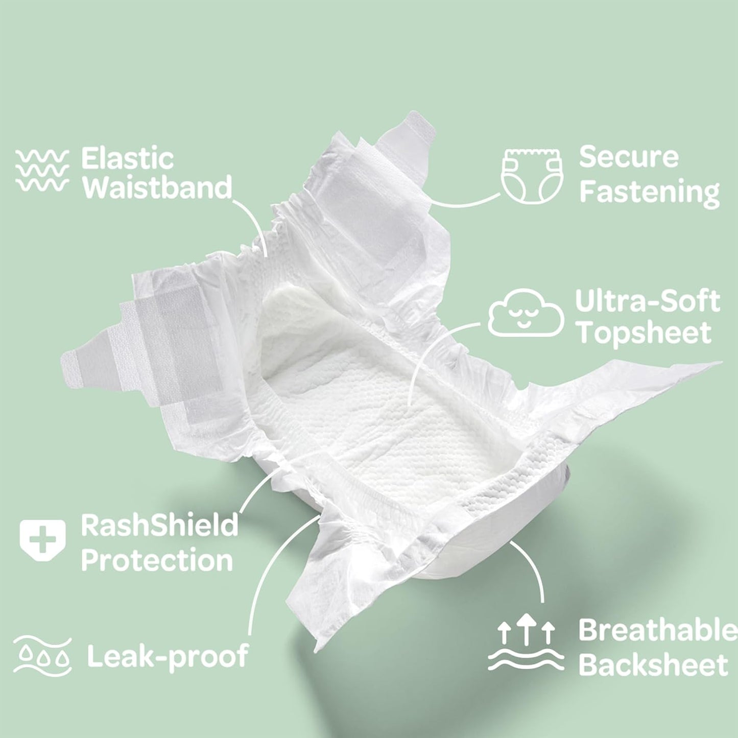Parasol Clear+Dry Disposable Diapers, RashShield Protection and Leak-Control Fit, Hypoallergenic Diapers, Size 1 (7-14 lbs), 320 Count